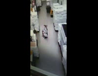 Guy pushing object falls when object stops moving