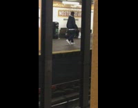 Collab Subway Creatures - Guy yells loudly by himself while sitting on a subway station bench #BluePointWhatTheL