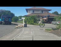 Guy bike crash jump from homemade ramp