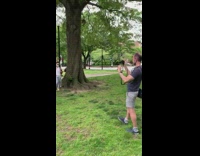 Two guys six feet apart  tape measure