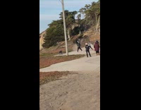 Two men tiktok dance Golden Gate Bridge