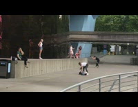 White shirt girl concrete cement wall windy 