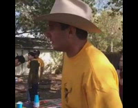 NSFW Yellow Shirt Cowboy Hat Breaks Beer Bong Table