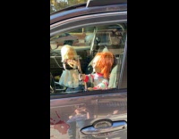 Chucky waits inside the car with Tiffany