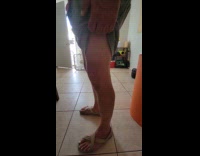 Guy shows friend can  bend knees backwards