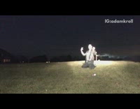 Leather Jacket Faces Away From firework and It Falls Over Into Friend