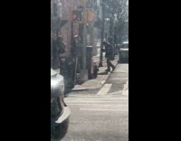 Three men mascot head in suit dances