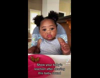 Baby girl stops smiling when audio plays 