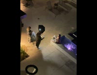 Woman grey bra pants sit RGB fountain