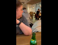 Wheeled Robot Approaches Table and Serves Pizza