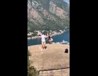 Collab IITW - Woman dress poses on rock structure roof Part 3