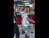 Man and woman with baseball jersey tiktok dance 
