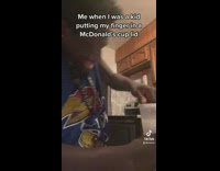 Putting finger in mcdonalds sprite as kid