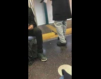 Guy eats mussels and throws shells on subway train