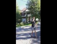 Redbull Guy Kickflips On Street and Falls Into Blue Car Trunk