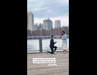 Guy scares woman reacts at engagement proposal