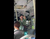 Old amputee sings and dances on bus 