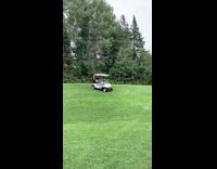 Man Drives Golf Cart Around then Slides
