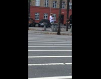 Guy white shirt sing dance white lines