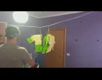 Guy hits pinata breaks shatters ceiling light 
