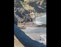 Woman bikini WAP Dance TikTok challenge beach