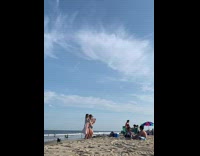 Three women bikini tiktok dance at the beach