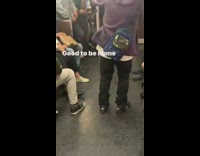 Old guy dances to hip hop music with hips on subway Part 1 