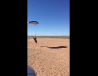 Man in parachute fails on his land