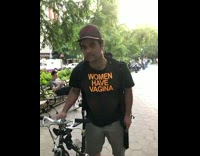 Girl compliments guy on his shirt park