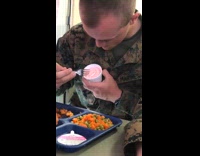 Soldier shape his ice cream like vagina labia