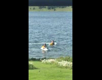 Two girls fall off jet ski selfie 