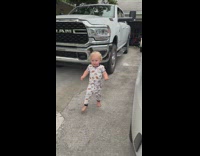 Toddler run near sidewalk for ice cream