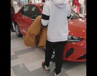 KaleSaladIG - Guy puts windshield wipers up on showroom car mall