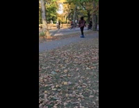 Man spinning while riding hoverboard 