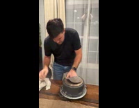 Guy flips pot perfect