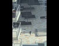 man alone punching air apartment