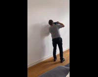 Guy puts gold frame around television painting  