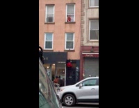Collab winy - Woman use rope pull delivery to window