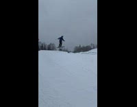 Skier jumps off slope fails