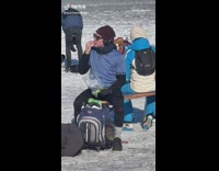 Collab Kale Salad IG - Guy eats bag of spinach in snow