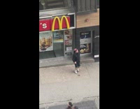 man shorts dance mcdonalds