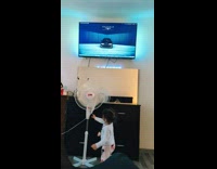 ClipsIG - Man Father and Kid Plays with Fan Button