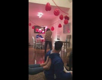 Girl dances alone in living room