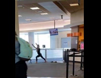 Woman Black outfit yoga exercise near the lobby