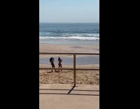 White bikini girl straw hat beach sand