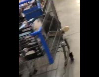 girl in black jacket on board falls down 