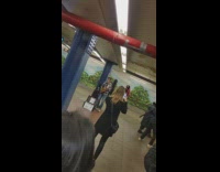 People celebrates New Years Eve at train station 