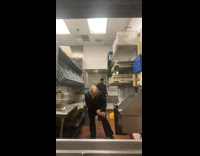Collab BitchMP - Girl dancing in kitchen realizes coworker watching 