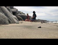 Girl on all fours bottle on butt 