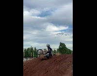 Guy jumps bicycle falls does scorpion on dirt 